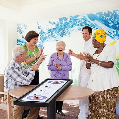 Shuffleboard and Curling Game Set with 8 Pucks for Indoor Play