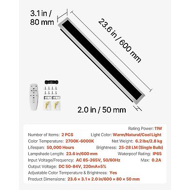 2 Pack Outdoor Wall Light with Remote 2700K6000K Exterior Wall Sconce