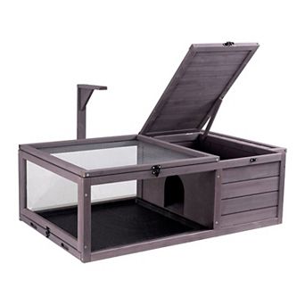 Wooden Reptile Habitat Enclosure with Two-Room Design for Tortoises and Lizards