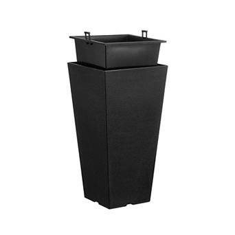 Set of 2 Square Tall Planters with Removable Inner Box for Patio or Balcony