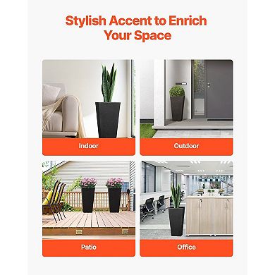 Set of 2 Square Tall Planters with Removable Inner Box for Patio or Balcony