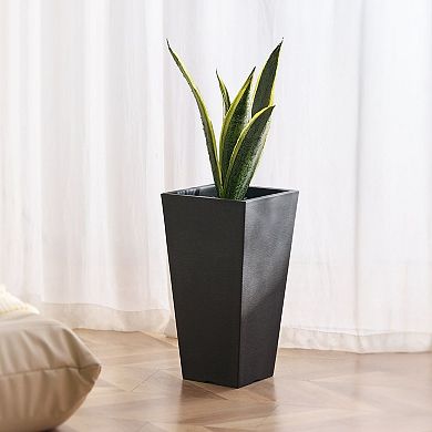 Set of 2 Square Tall Planters with Removable Inner Box for Patio or Balcony