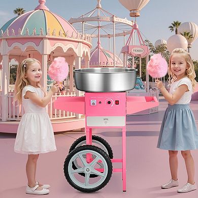 Cotton Candy Machine with Cart 1000W Easy 3-Step Operation for Events