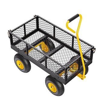 Utility Garden Cart Wagon 500 lb Capacity with T-Handle and Smooth Rubber Wheels