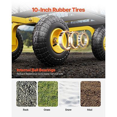 Utility Garden Cart Wagon 500 lb Capacity with T-Handle and Smooth Rubber Wheels