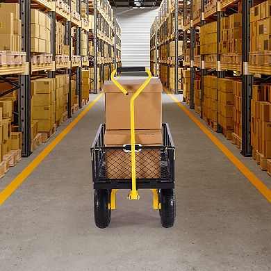 Utility Garden Cart Wagon 500 lb Capacity with T-Handle and Smooth Rubber Wheels