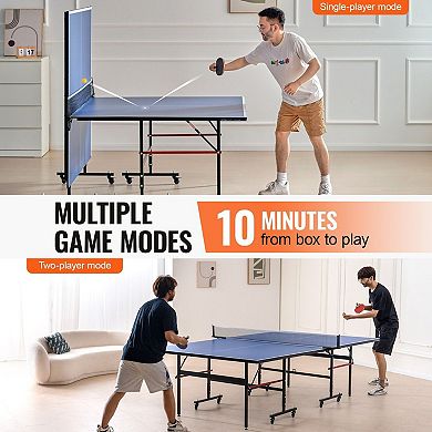 Portable Foldable Table Tennis Table with MDF Surface and Clamp-Style Net