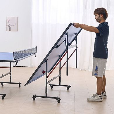 Portable Foldable Table Tennis Table with MDF Surface and Clamp-Style Net
