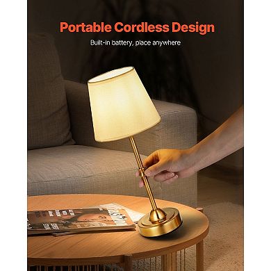 Cordless Table Lamp with Adjustable Brightness and Metal Finish