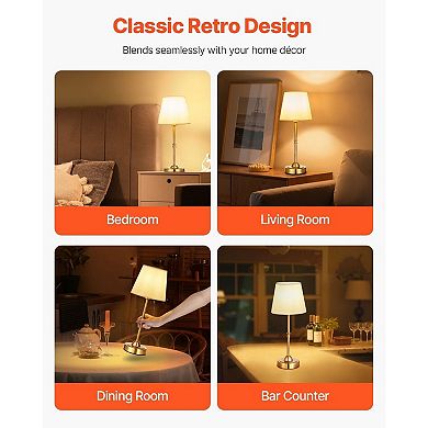 Cordless Table Lamp with Adjustable Brightness and Metal Finish