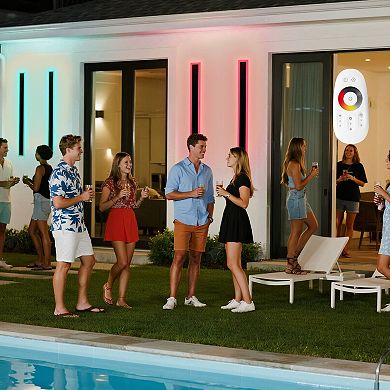 Set of 2 Outdoor Remote-Control LED Wall Lamp for Patios, Walkways, and Villa Facades