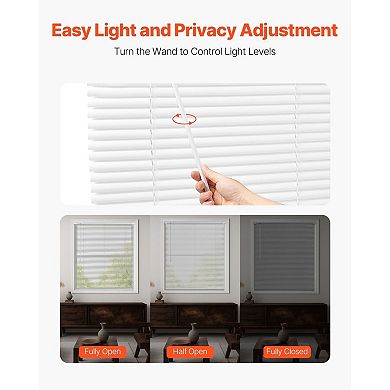 Cordless Vinyl Mini Blinds Wand Lift Adjustable Window Coverings