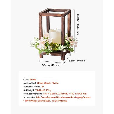 10-Pack Wooden Wedding Lantern Set with LED Candles and Champagne Wreaths