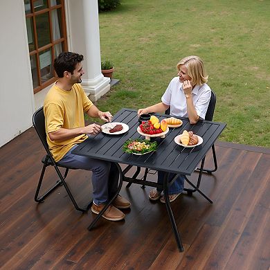 Outdoor Square Table with Umbrella Hole, Seats 4 People