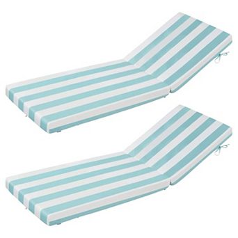 2 pc Outdoor Chaise Lounge Cushion Set Seat and Back Cushions