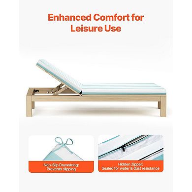 2-Piece Outdoor Chaise Lounge Cushion Set Seat and Back Cushions