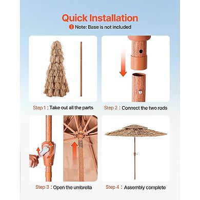 Tilt Tiki Umbrella Canopy Double Layer Thatch Cover Sun and Light Rain Shade