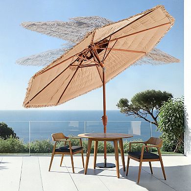 Tilt Tiki Umbrella Canopy Double Layer Thatch Cover Sun and Light Rain Shade