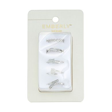 Emberly 5-Piece Silver-Tone Leaf & Flower Toe Ring Set