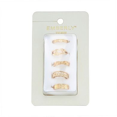 Emberly 5-Piece Gold-Tone Triangle Geo Toe Ring Set