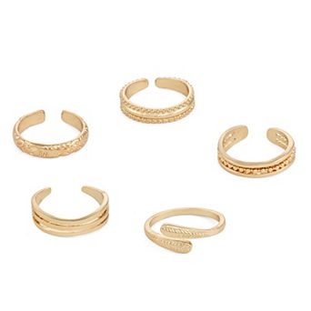 Emberly 5 pc Gold-Tone Multi Toe Ring Set
