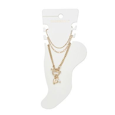 Emberly Gold Tone 3-Piece Heart Toggle Anklet Set