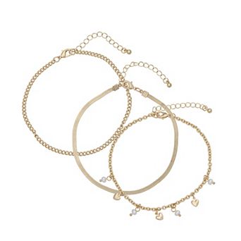 Emberly Gold Tone 3 pc Butterfly Stars Anklet Set