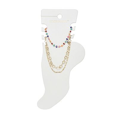 Emberly Gold Tone 3-Piece Butterfly Stars Anklet Set