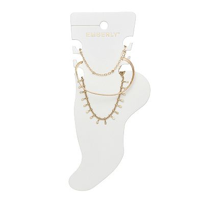 Emberly Gold Tone 3-Piece Layered Anklet Set