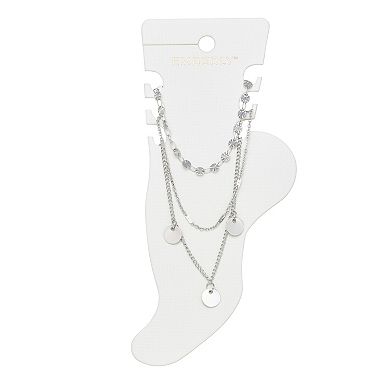 Emberly Silver Tone 3-Piece Disc Anklet Set