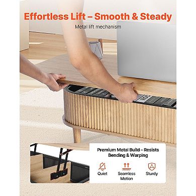 Lift-Top Wood Coffee Table with Storage and Adjustable Floor Support