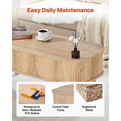 Lift-Top Wood Coffee Table with Storage and Adjustable Floor Support