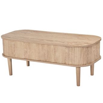 Lift-Top Wood Coffee Table with Storage and Adjustable Floor Support