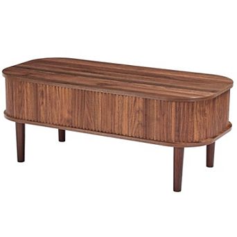 Lift-Top Wood Coffee Table with Storage and Adjustable Floor Support