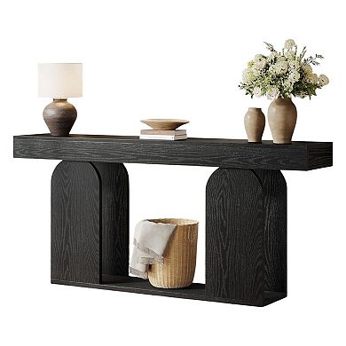 Behind Couch Console Table with Bottom Shelf for Foyer or Living Room