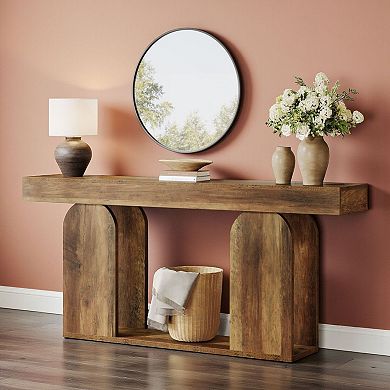 Behind Couch Console Table with Bottom Shelf for Foyer or Living Room