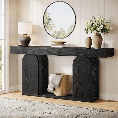 Behind Couch Console Table with Bottom Shelf for Foyer or Living Room