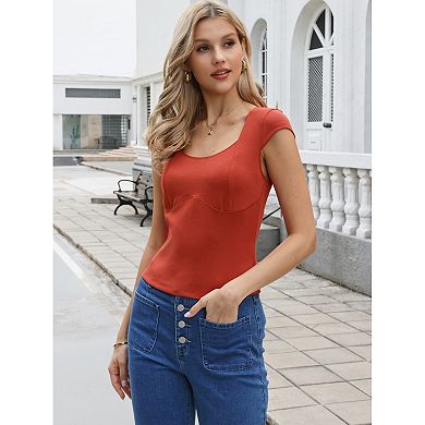 Y2K Crop Tops for Women's Cap Sleeve Slim Fit Tees Casual Summer Basic T-Shirts