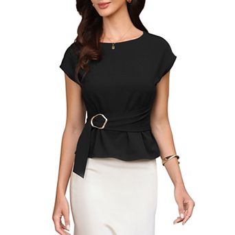 Sleeveless Tank Top for Women Crew Neck Business Casual Shirts with Belt