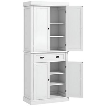 Tall Freestanding Storage Cabinet with Doors and Drawer for Kitchen or Entryway