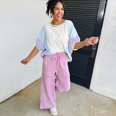 Color Block Patchwork Half Sleeve Oversized T Shirt