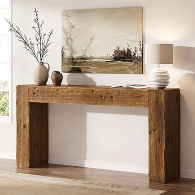 Farmhouse Solid Fir Wood Console Table for Entryway or Living Room