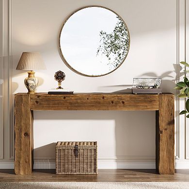 Farmhouse Solid Fir Wood Console Table for Entryway or Living Room