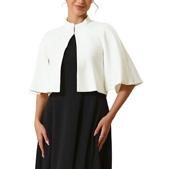 Women's Formal Shrug Crewneck Split Short Sleeve Evening Cocktail Cape Blazer