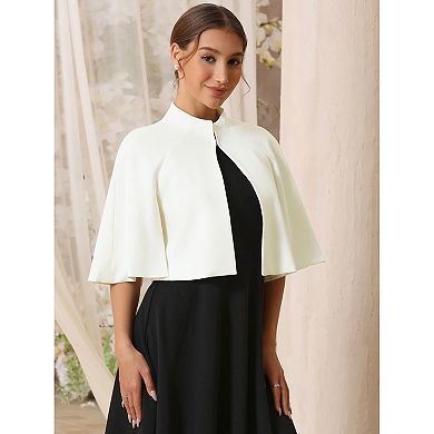 Women's Formal Shrug Crewneck Split Short Sleeve Evening Cocktail Cape Blazer