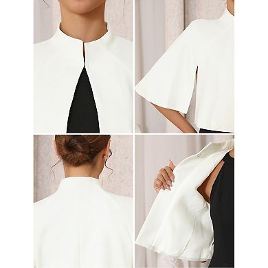 Women's Formal Shrug Crewneck Split Short Sleeve Evening Cocktail Cape Blazer
