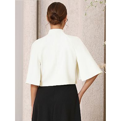 Women's Formal Shrug Crewneck Split Short Sleeve Evening Cocktail Cape Blazer