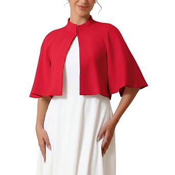 Women's Formal Shrug Crewneck Split Short Sleeve Evening Cocktail Cape Blazer
