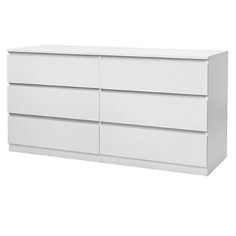 Modern 6-Drawer Dresser with Wide Drawers for Clothes and Accessories - White