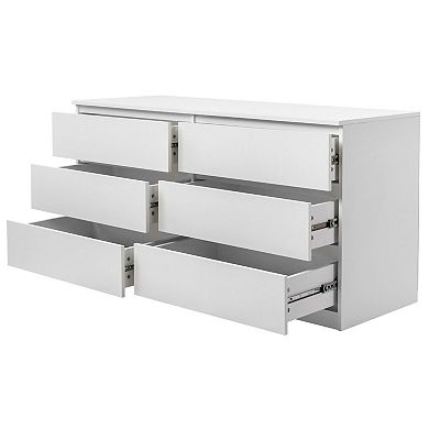 Modern 6-Drawer Dresser with Wide Drawers for Clothes and Accessories - White